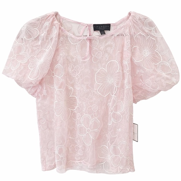 🌺 Laundry by Shelli Segal Sheer Floral Blouse - Picture 3 of 4